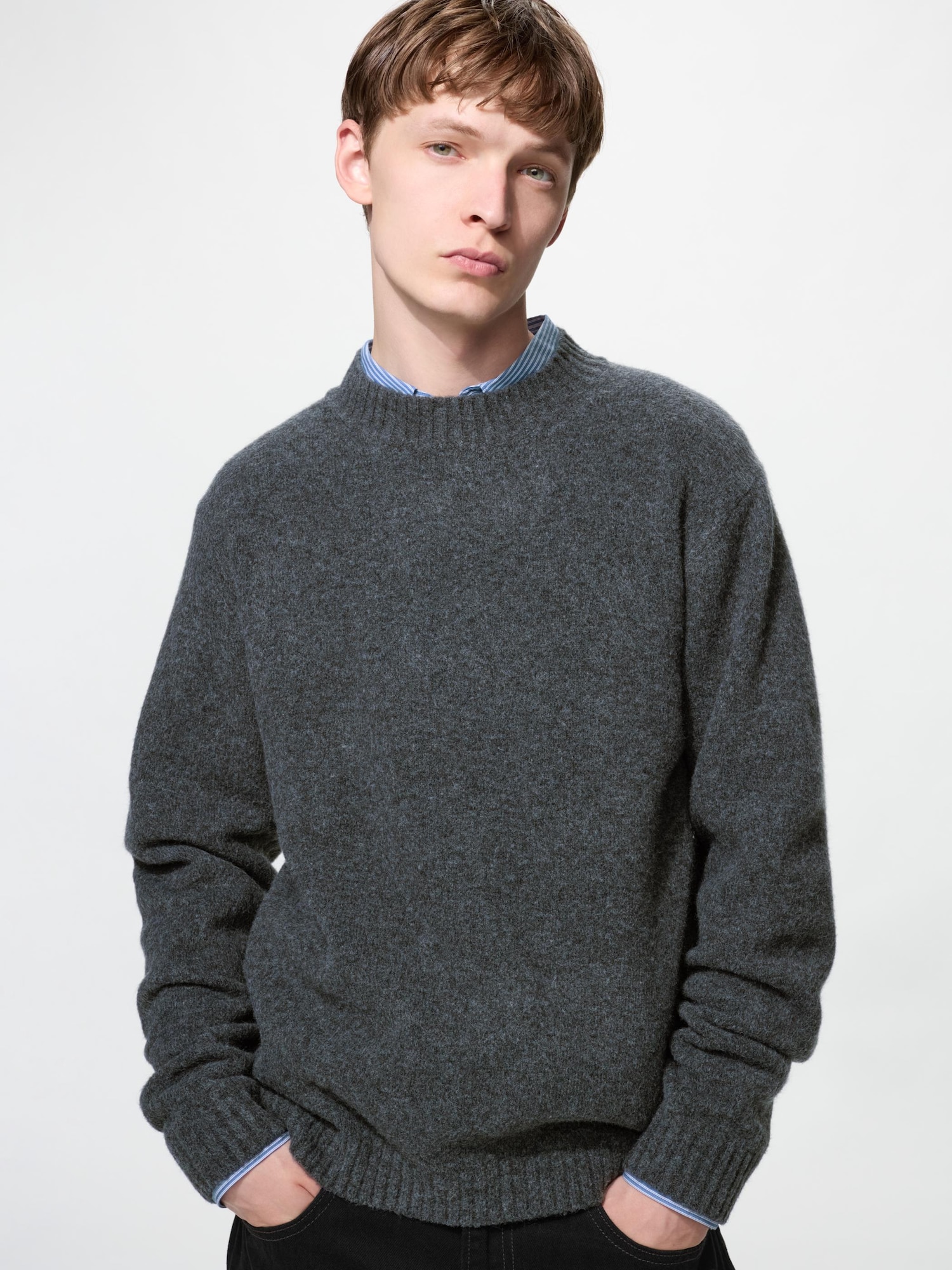 Свитер с круглым вырезом, суфле-пряжа — UNIQLO