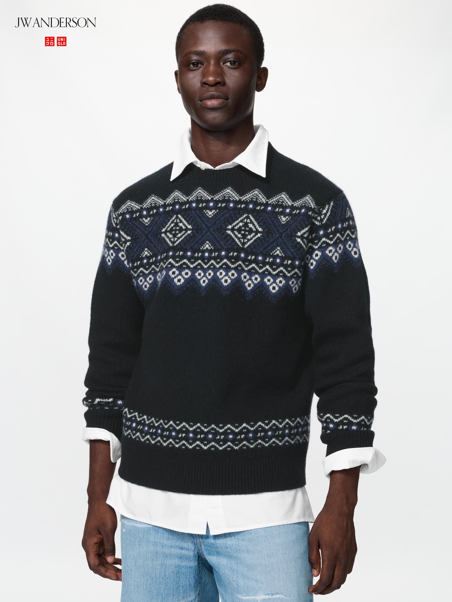 Свитер с круглым вырезом из овечьей шерсти Fair Isle — UNIQLO