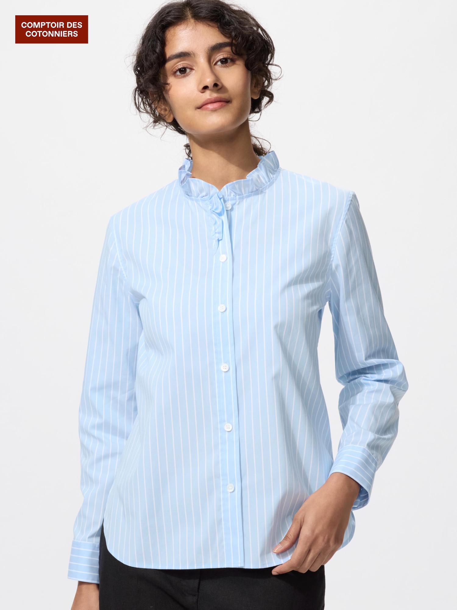 Хлопковая рубашка с оборками — UNIQLO