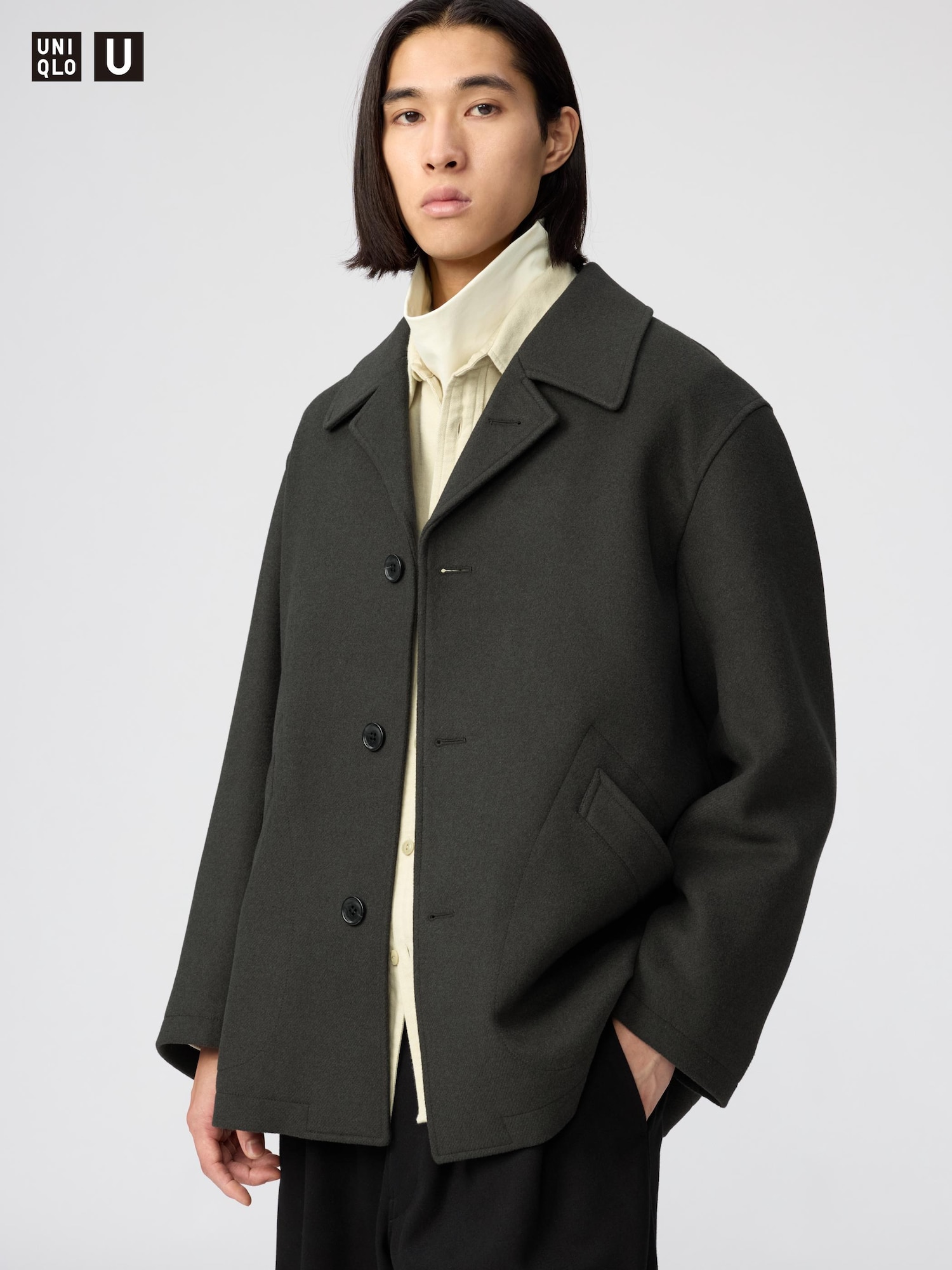 Короткое пальто из смесовой шерсти — UNIQLO