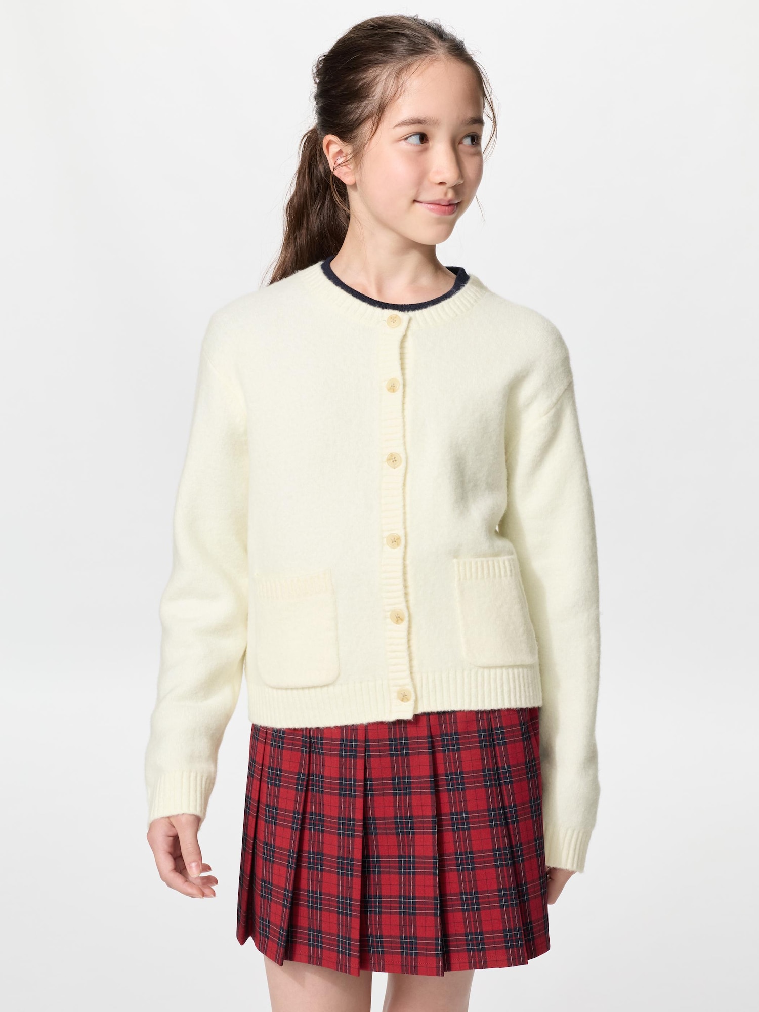 Кардиган из тонкой пряжи для девочек — UNIQLO