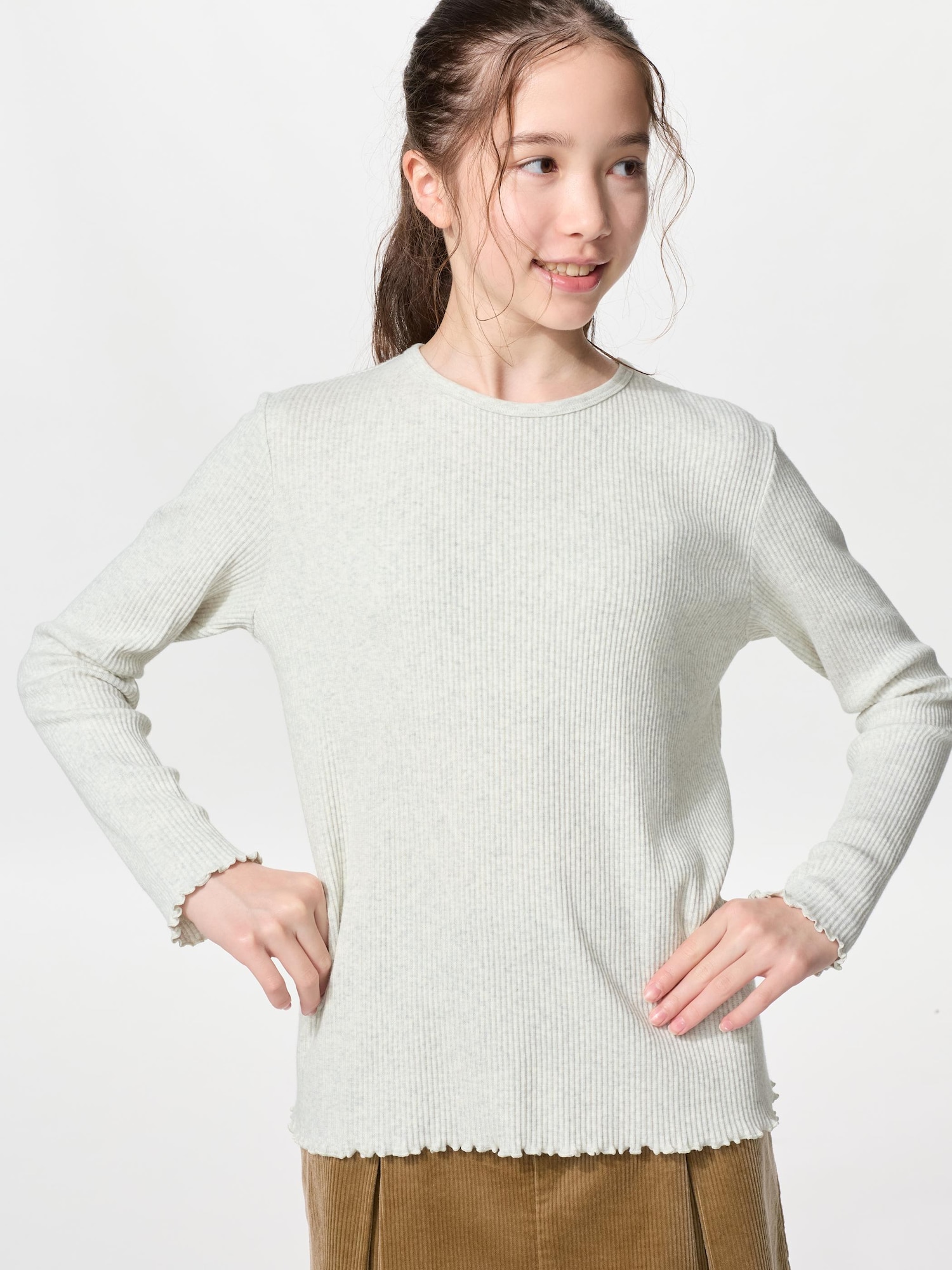 Футболка ребристая девочкам — UNIQLO