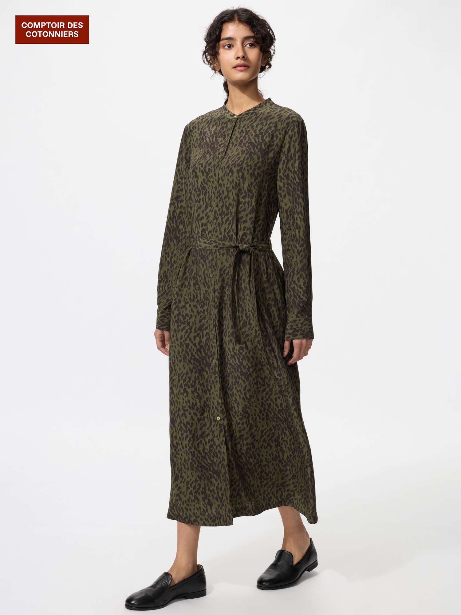 Платье длинное вискоза с принтом рукав — UNIQLO