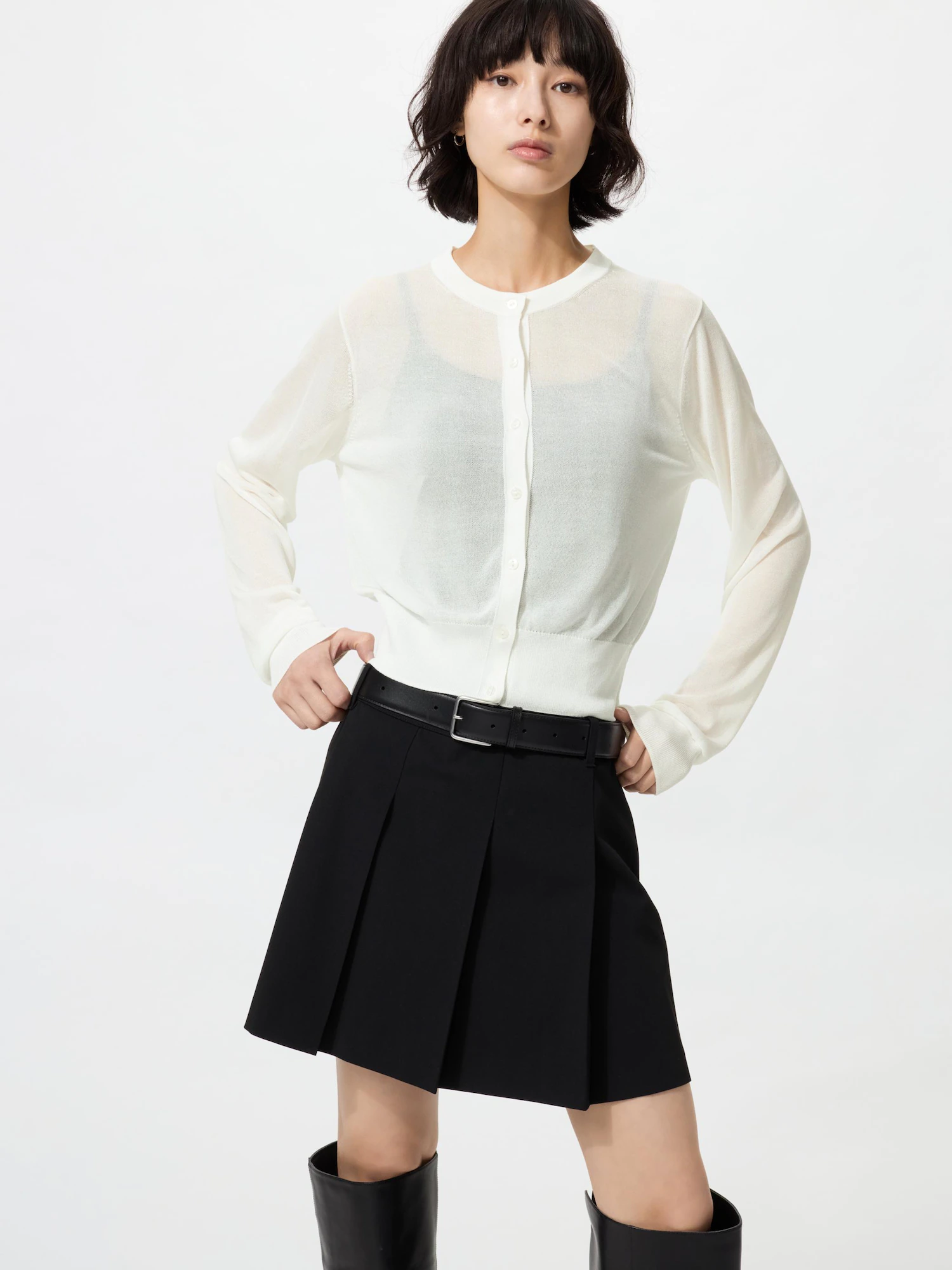 Прозрачный короткий кардиган/Стирается — UNIQLO