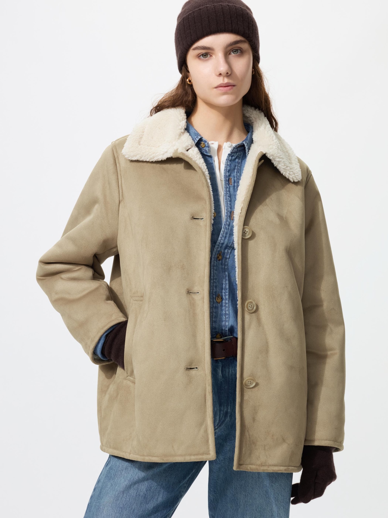 Мягкий флисовый полупальто — UNIQLO