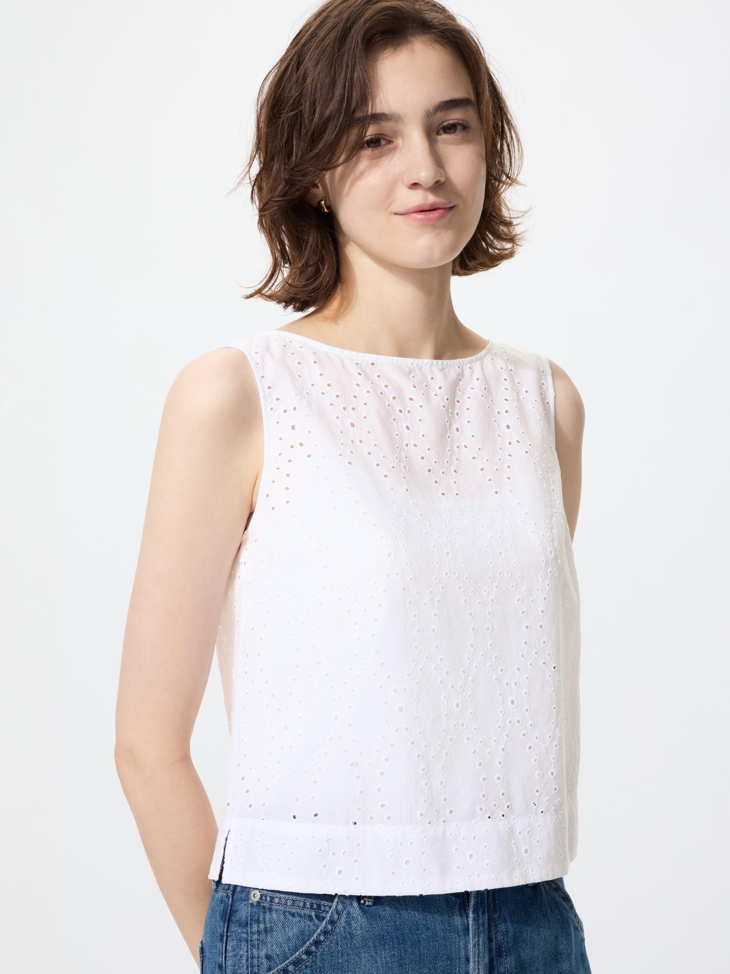 Блуза с вышивкой без рукавов — UNIQLO