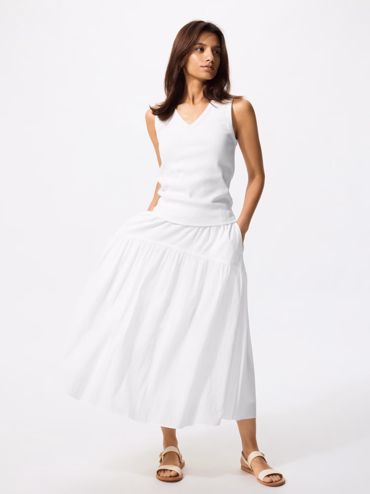 Нейлоновая юбка со сборками укороченная — UNIQLO