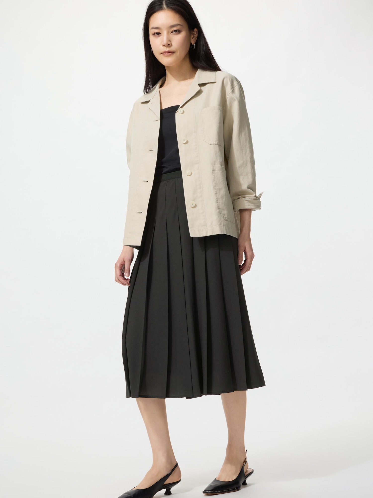 Шифоновая плиссированная миди-юбка — UNIQLO
