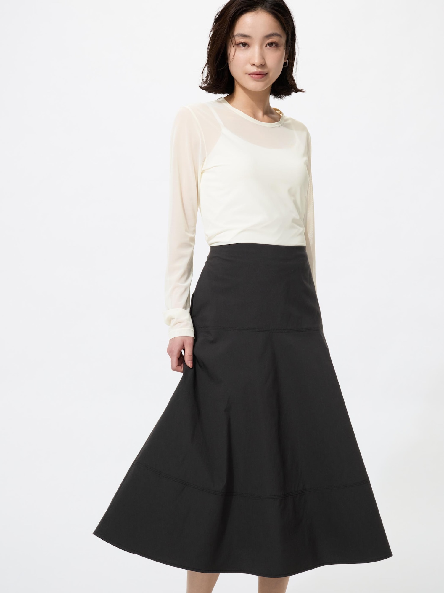 Хлопково-нейлоновая юбка циркулярная короткая — UNIQLO