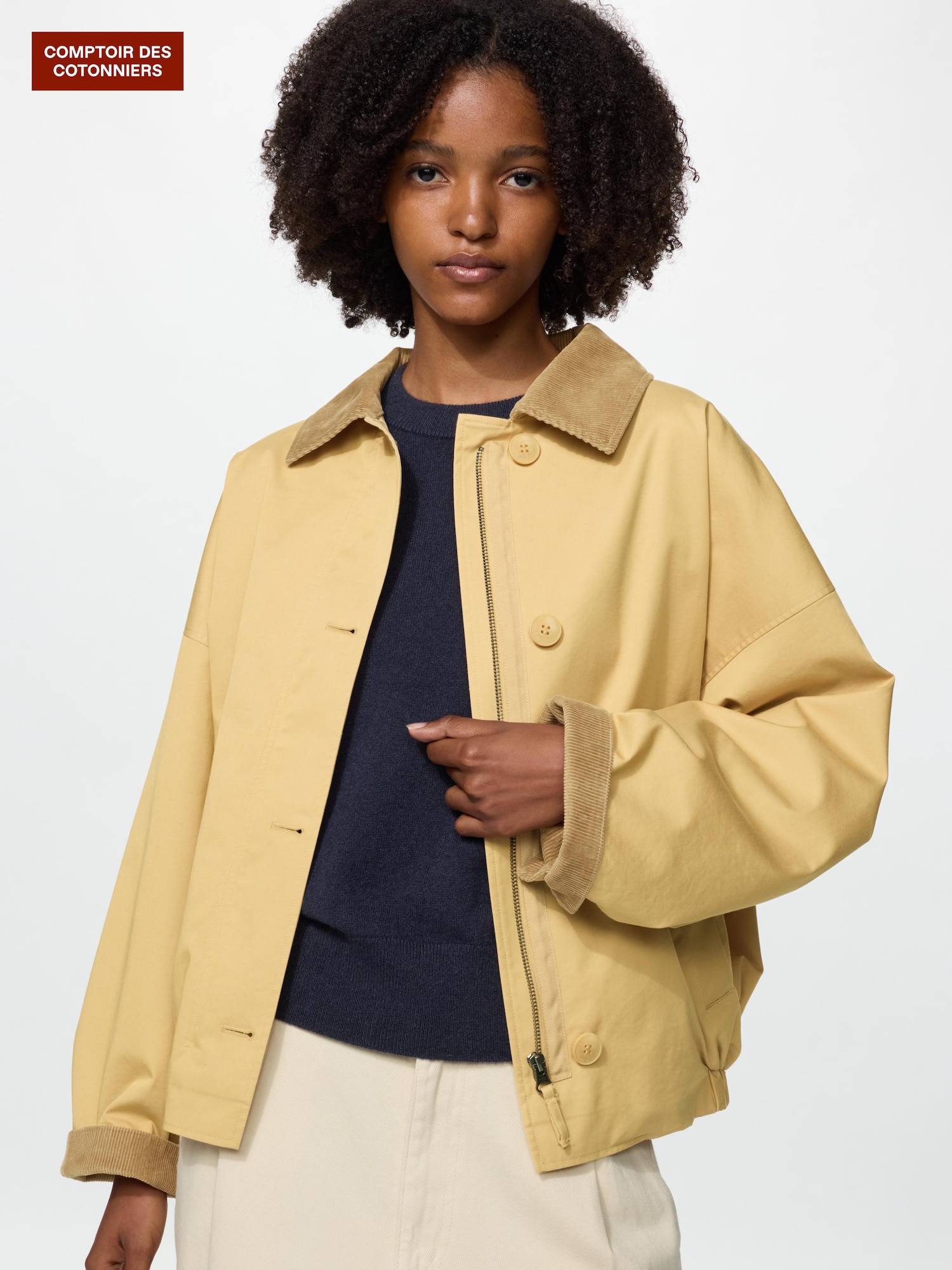Бомбер из хлопковой смеси — UNIQLO