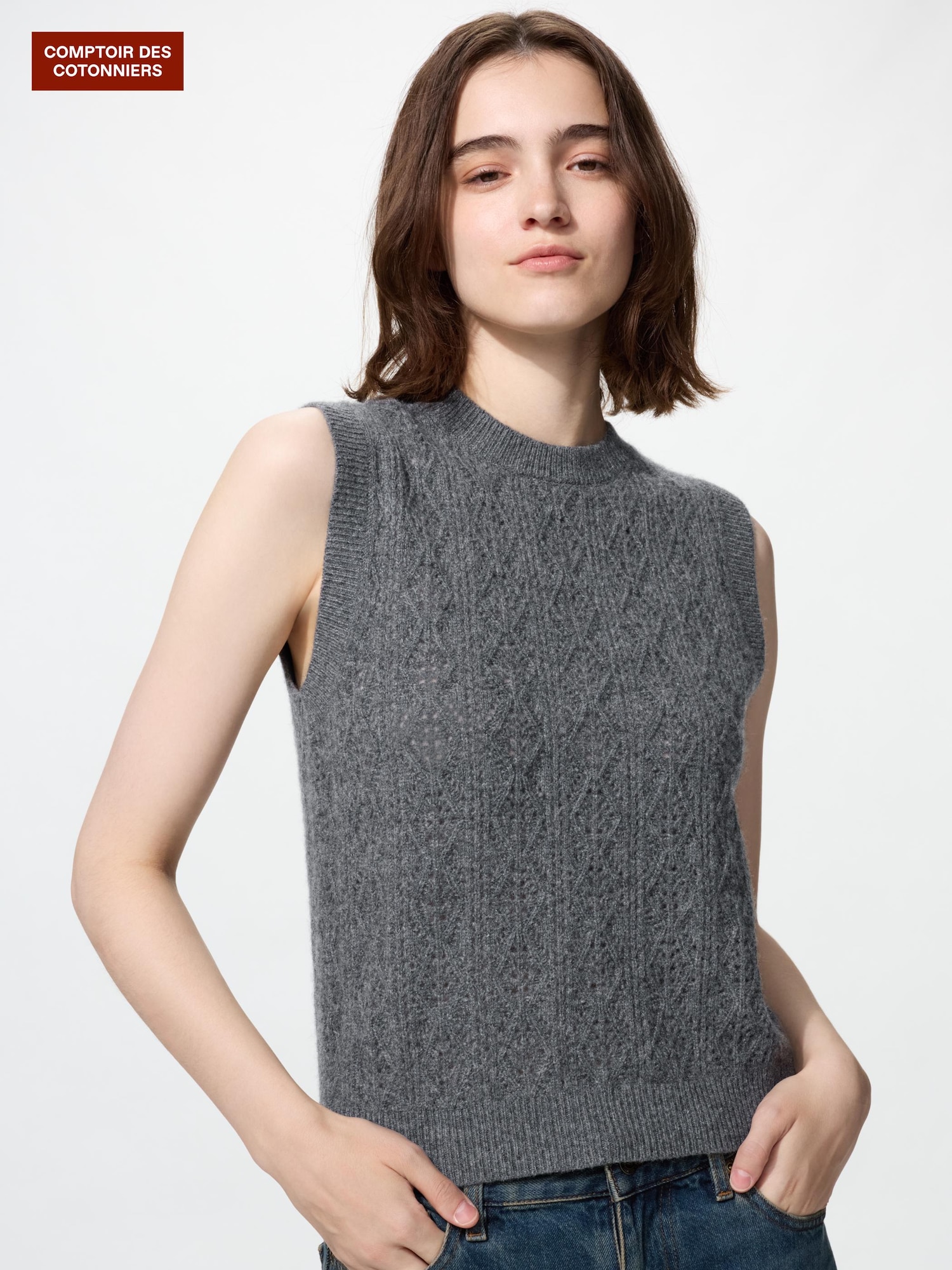 Жилет с острым воротником из кашемира — UNIQLO