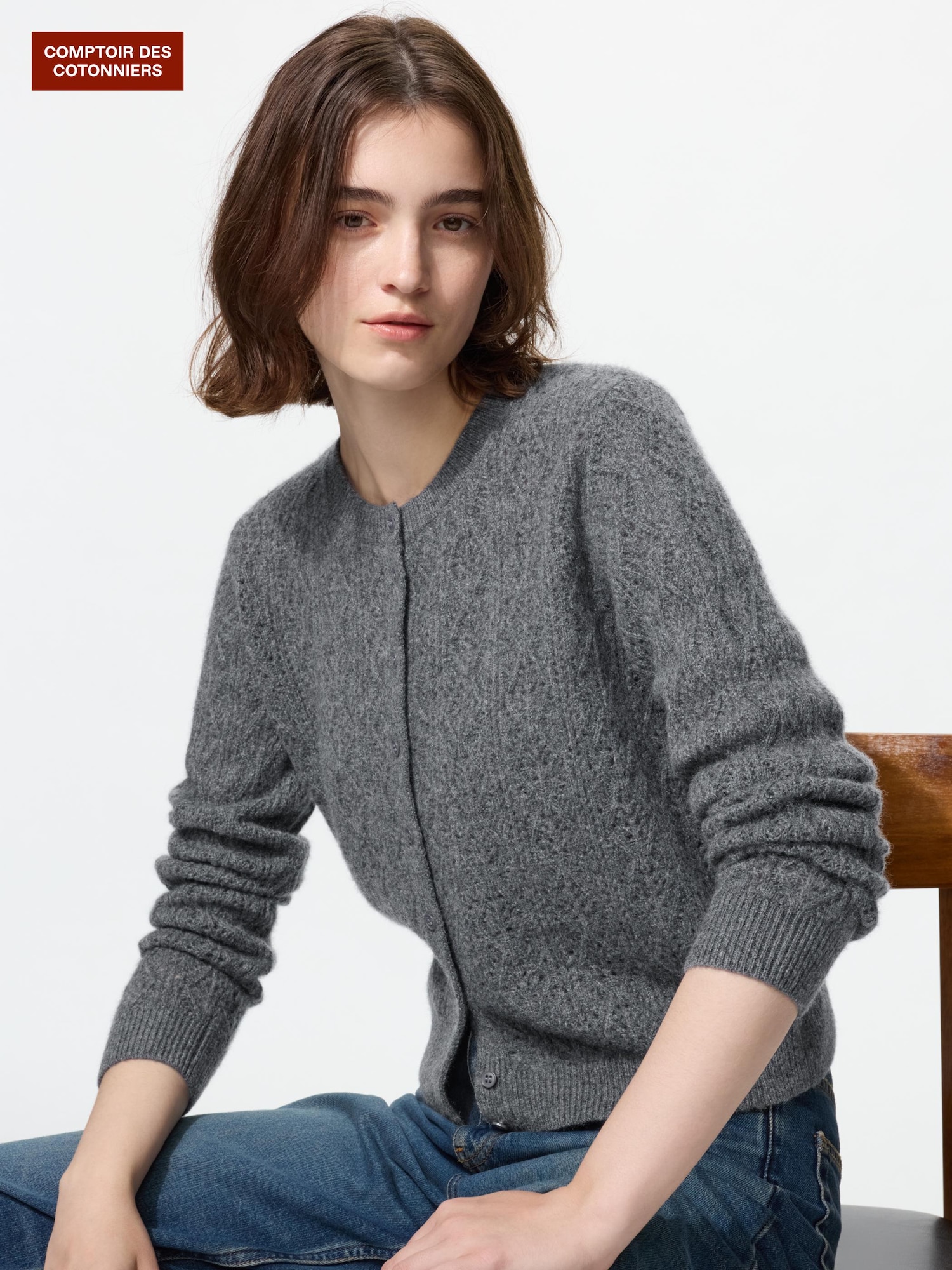 Кардиган с острым воротником из кашемира — UNIQLO