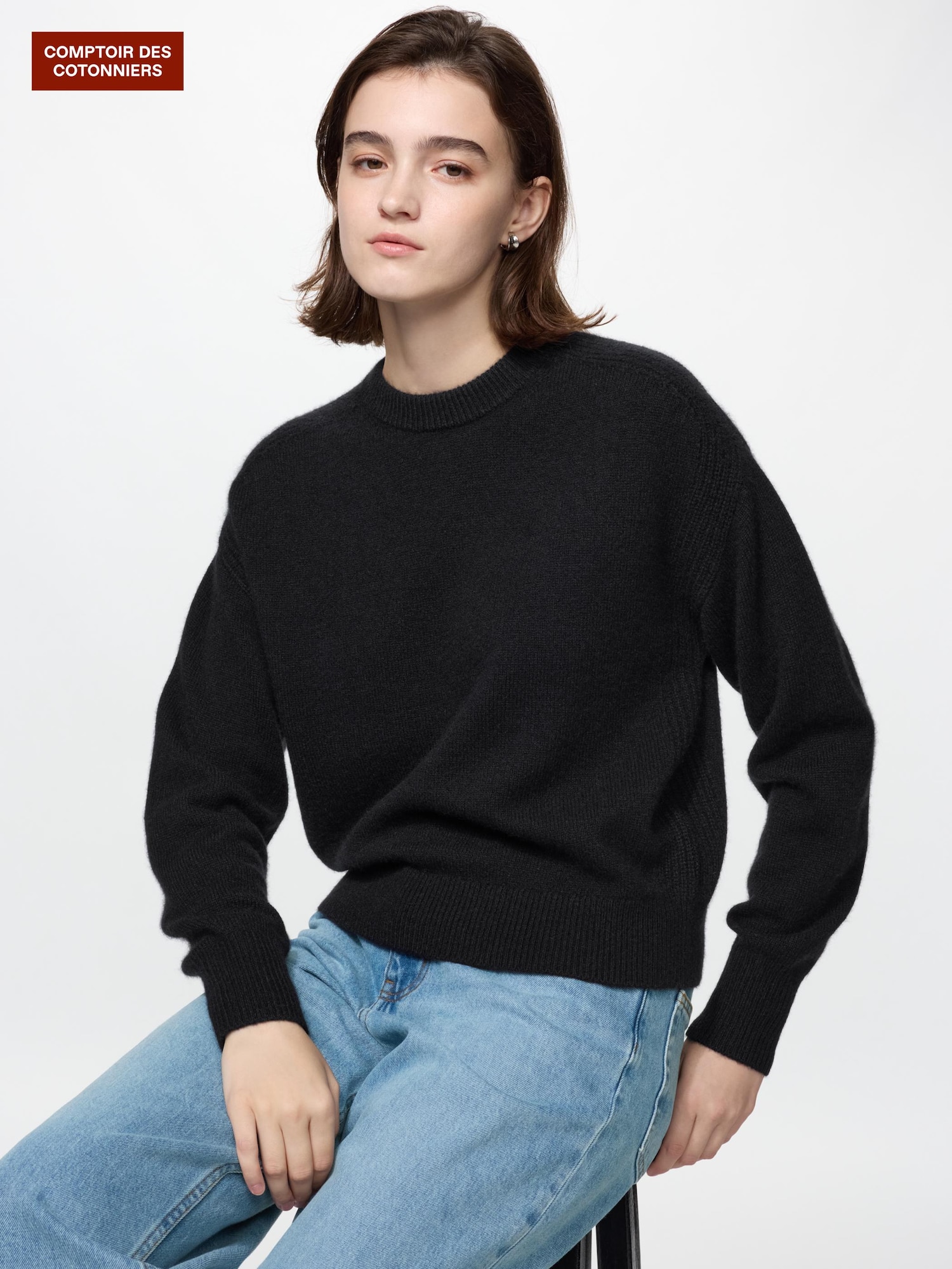 Кашемировый свитер с круглым вырезом — UNIQLO