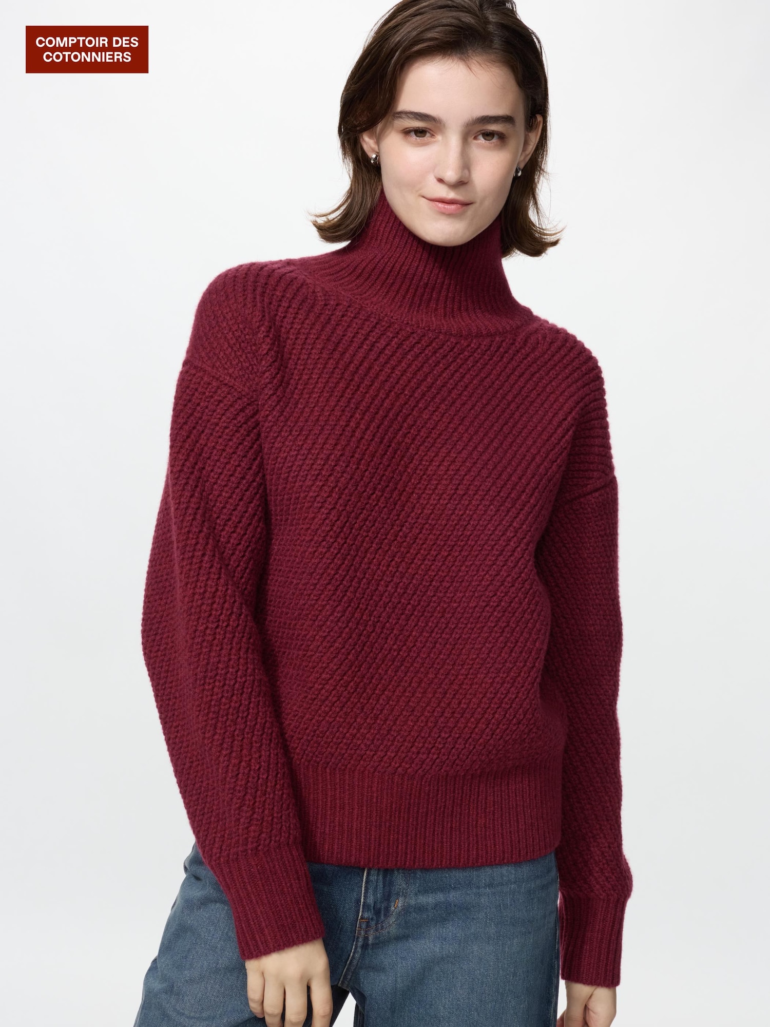 Релаксс-свитер с высоким горлом из шерсти — UNIQLO