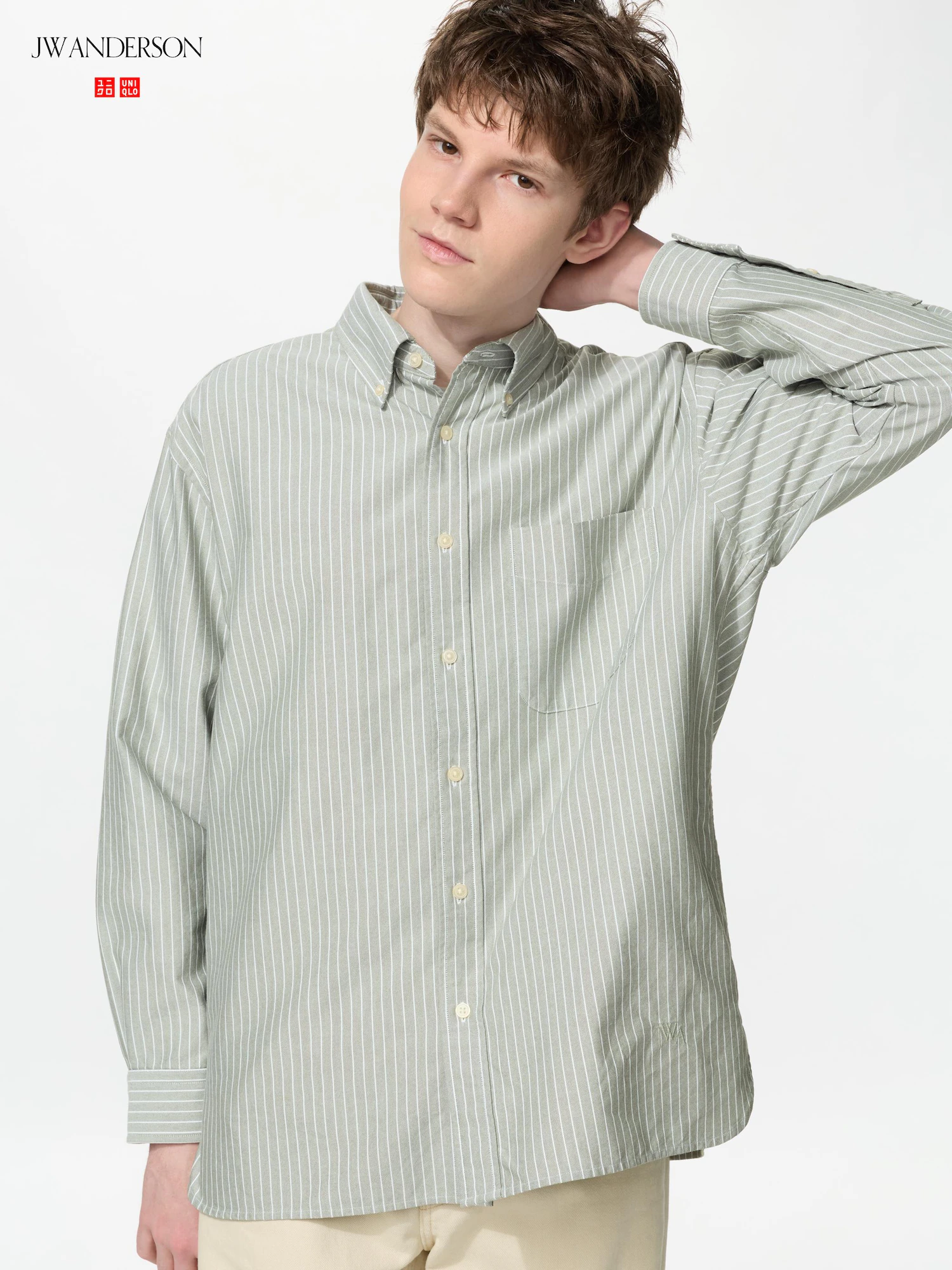 Рубашка оксфорд оверсайз/полоска — UNIQLO