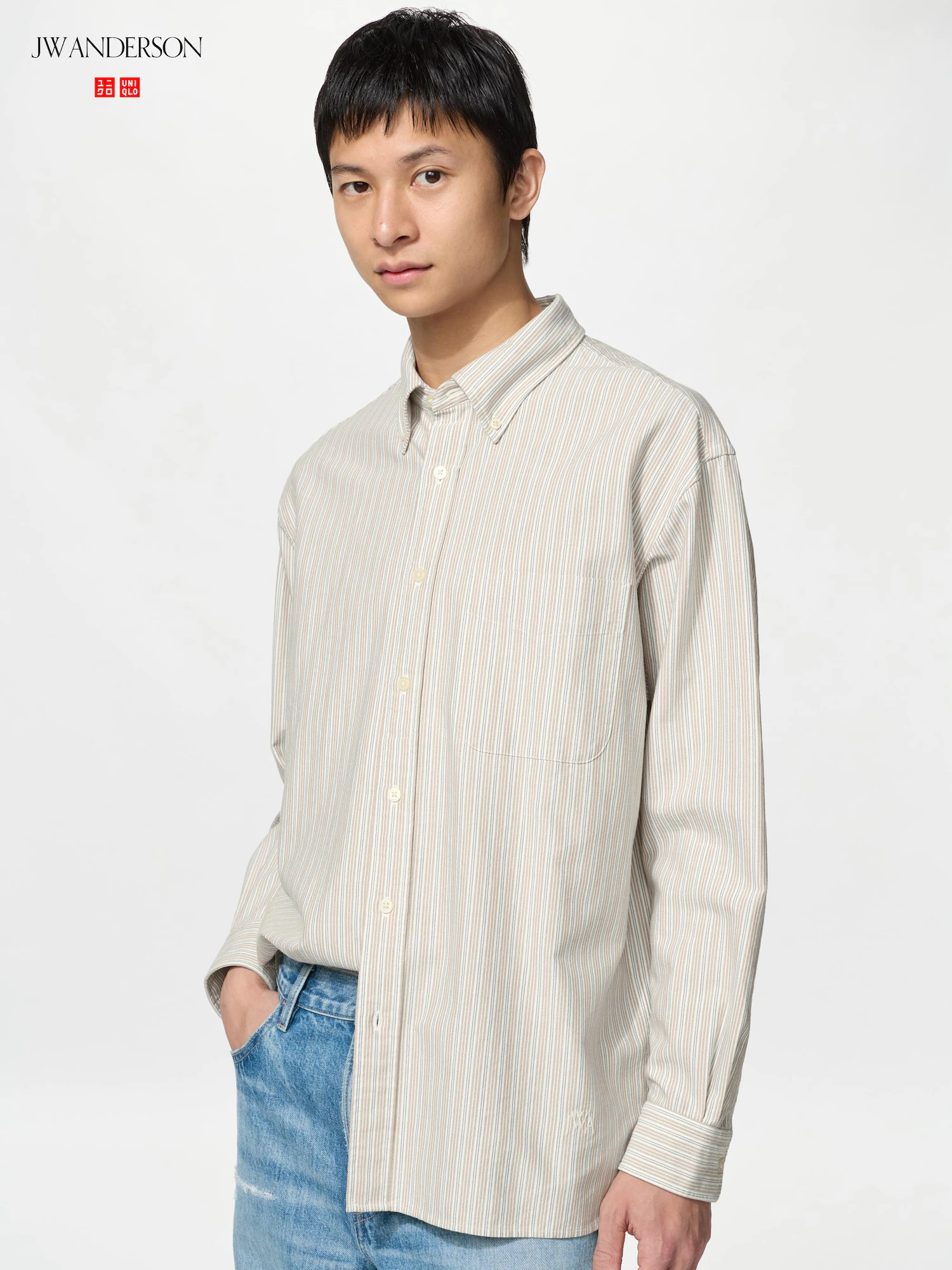Рубашка оксфорд оверсайз/полоска — UNIQLO