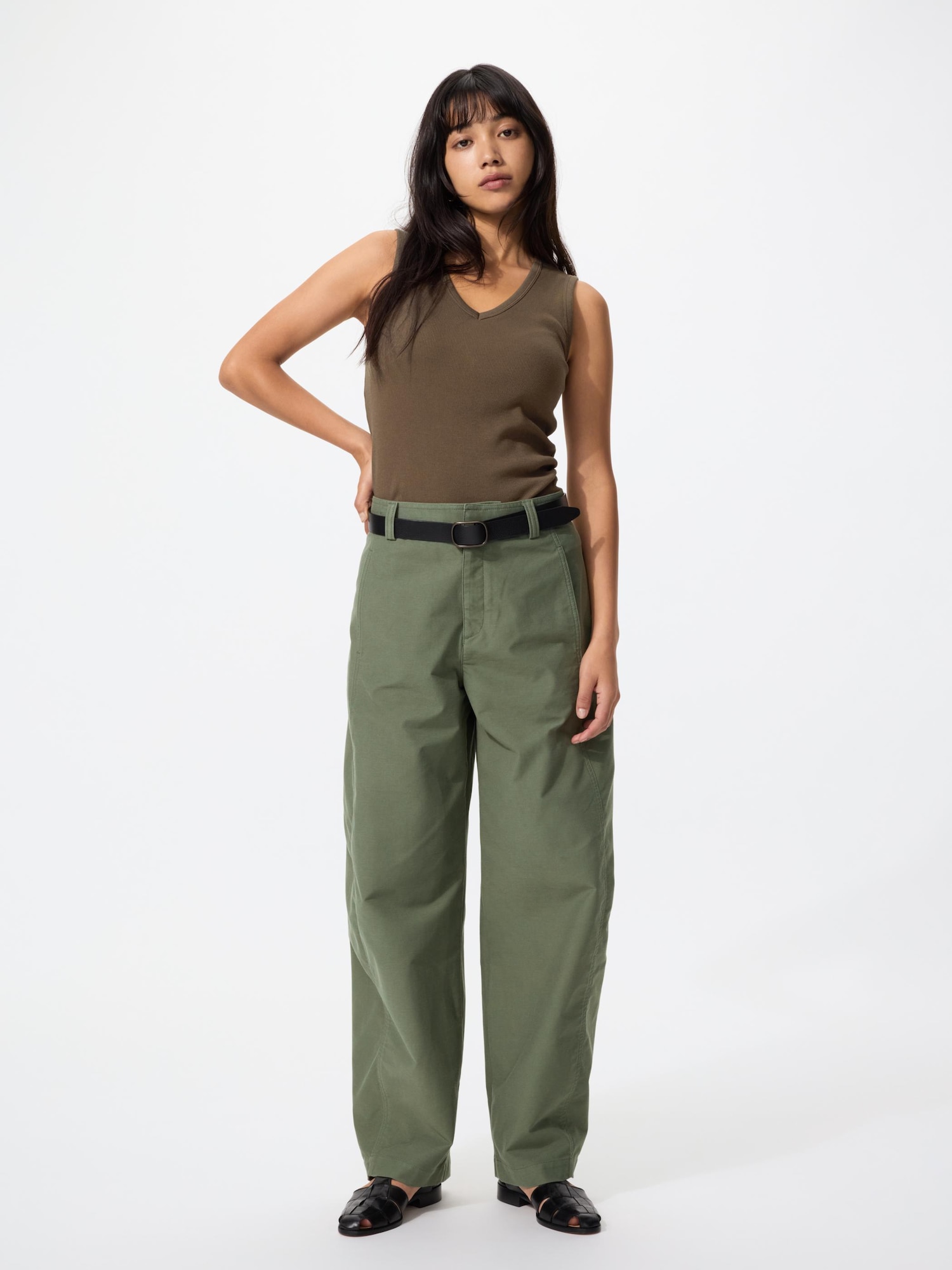 Джерсовые брюки barrel leg, удлинённые — UNIQLO