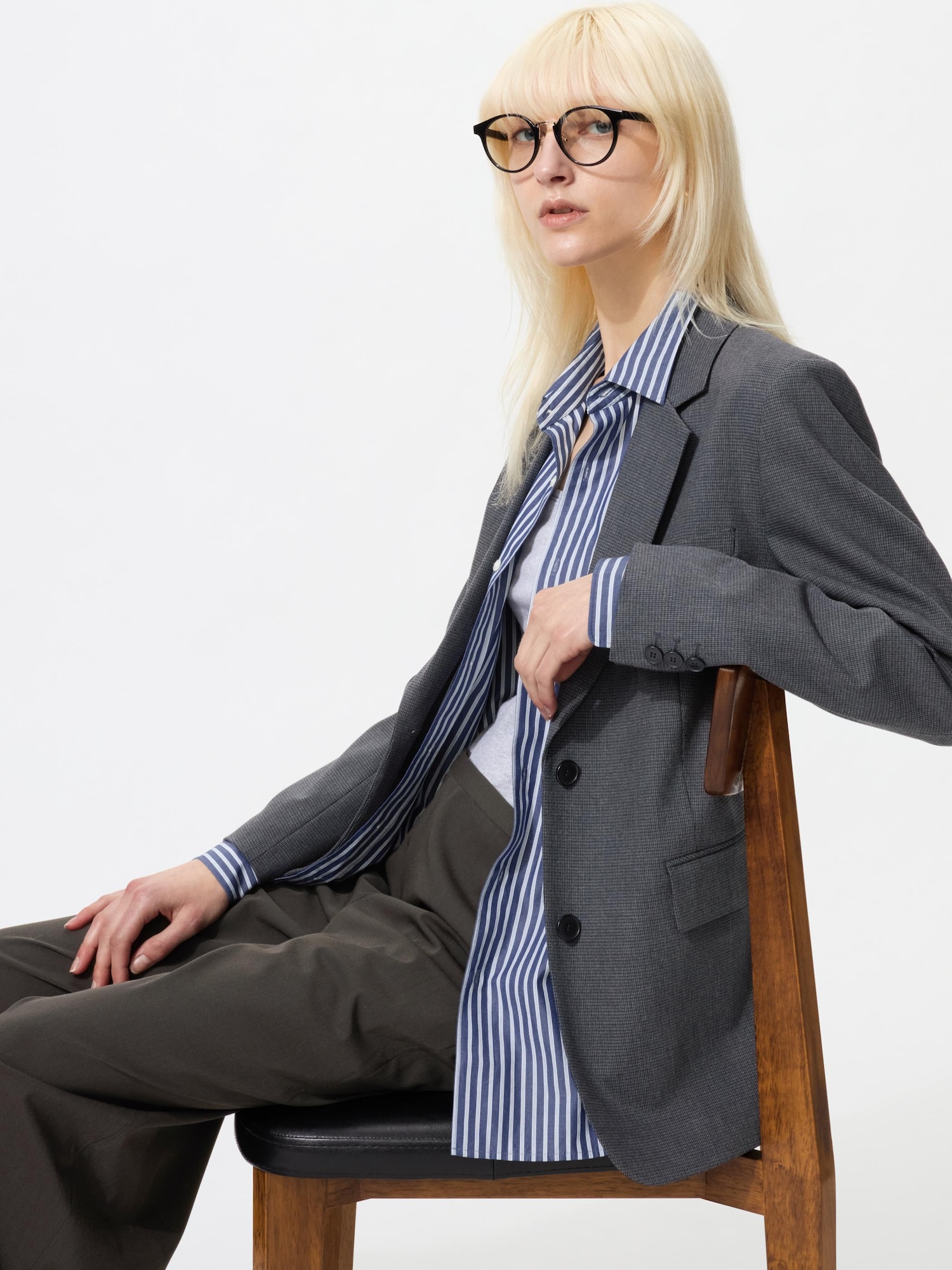 Жакет прямого кроя в клетку — UNIQLO