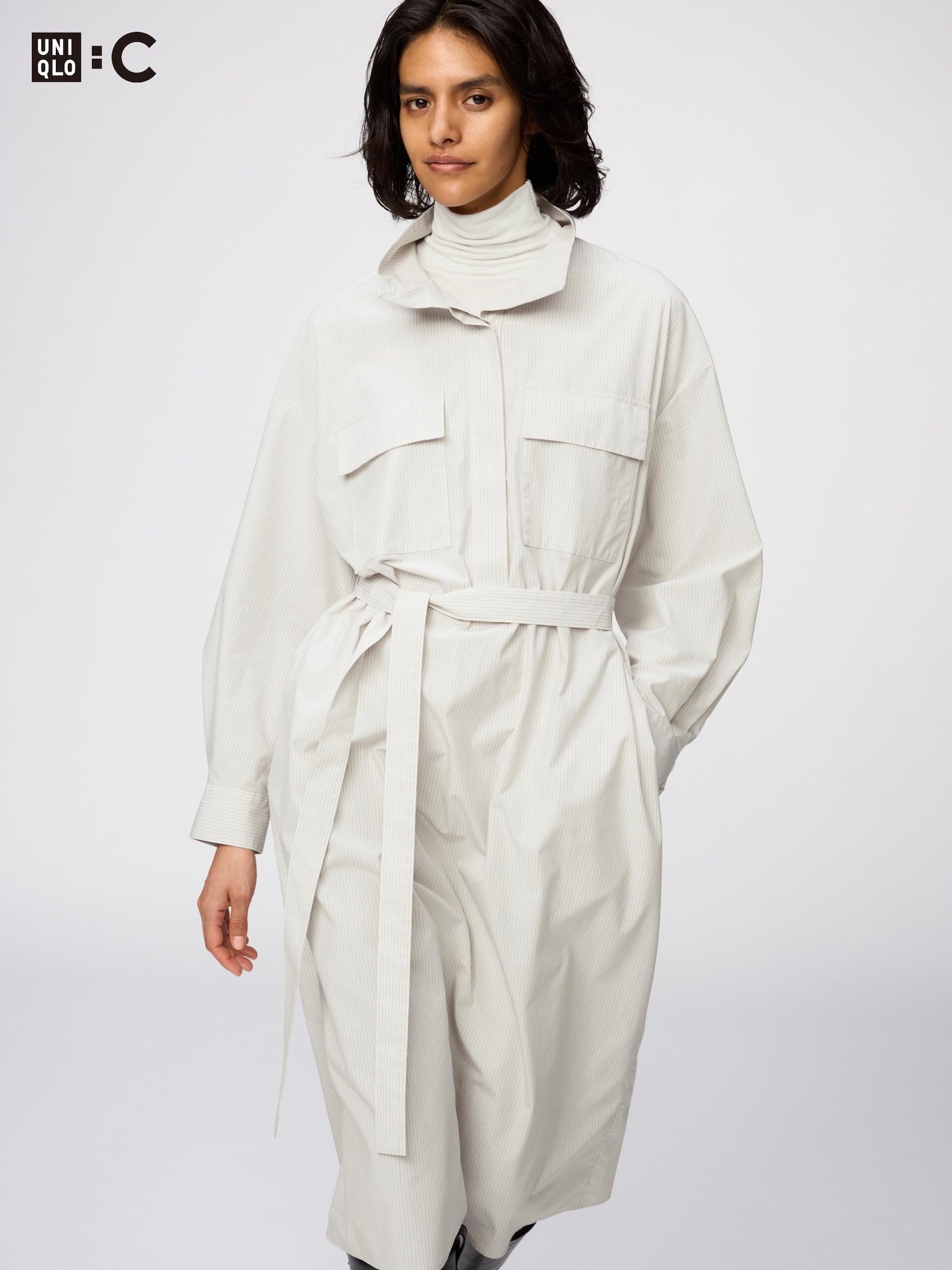 Котоновое платье с стоячим воротником — UNIQLO