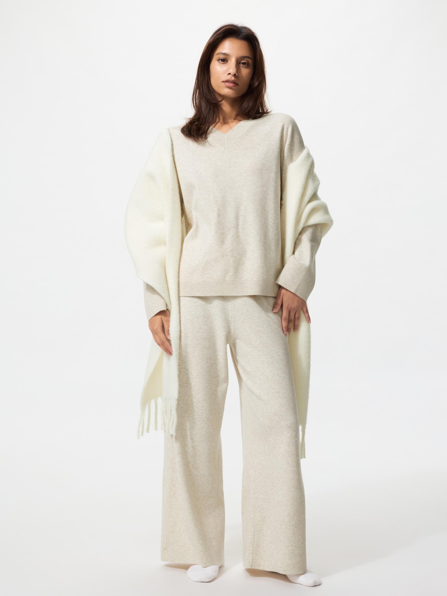 Стираемые трикотажные брюки/укороченные — UNIQLO