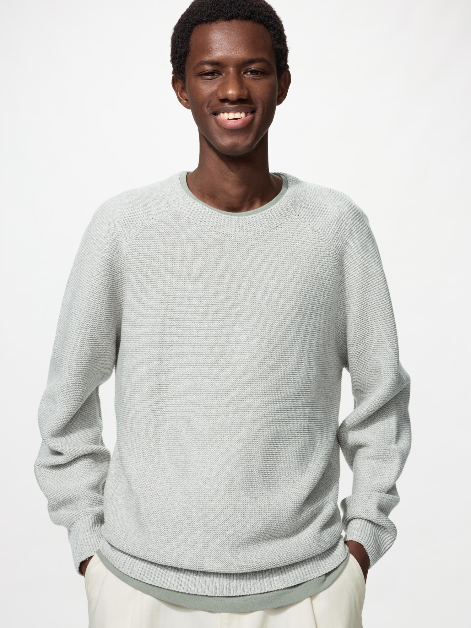 Моющийся 3D свитер с круглым вырезом — UNIQLO