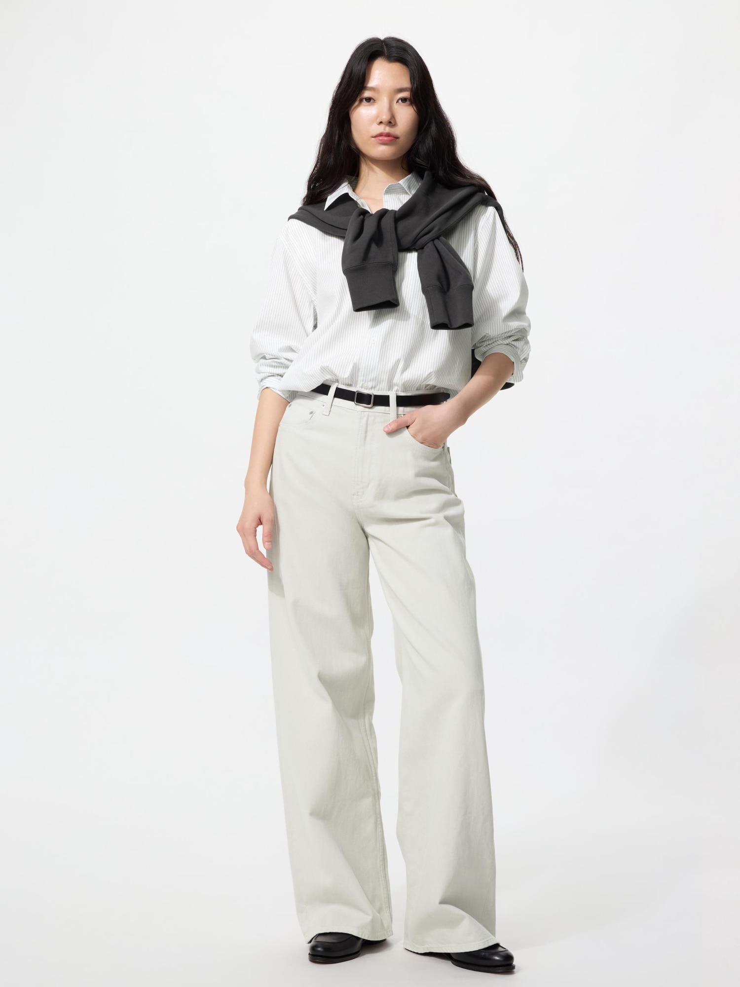Джинсы высокой посадки wide с удлинением — UNIQLO