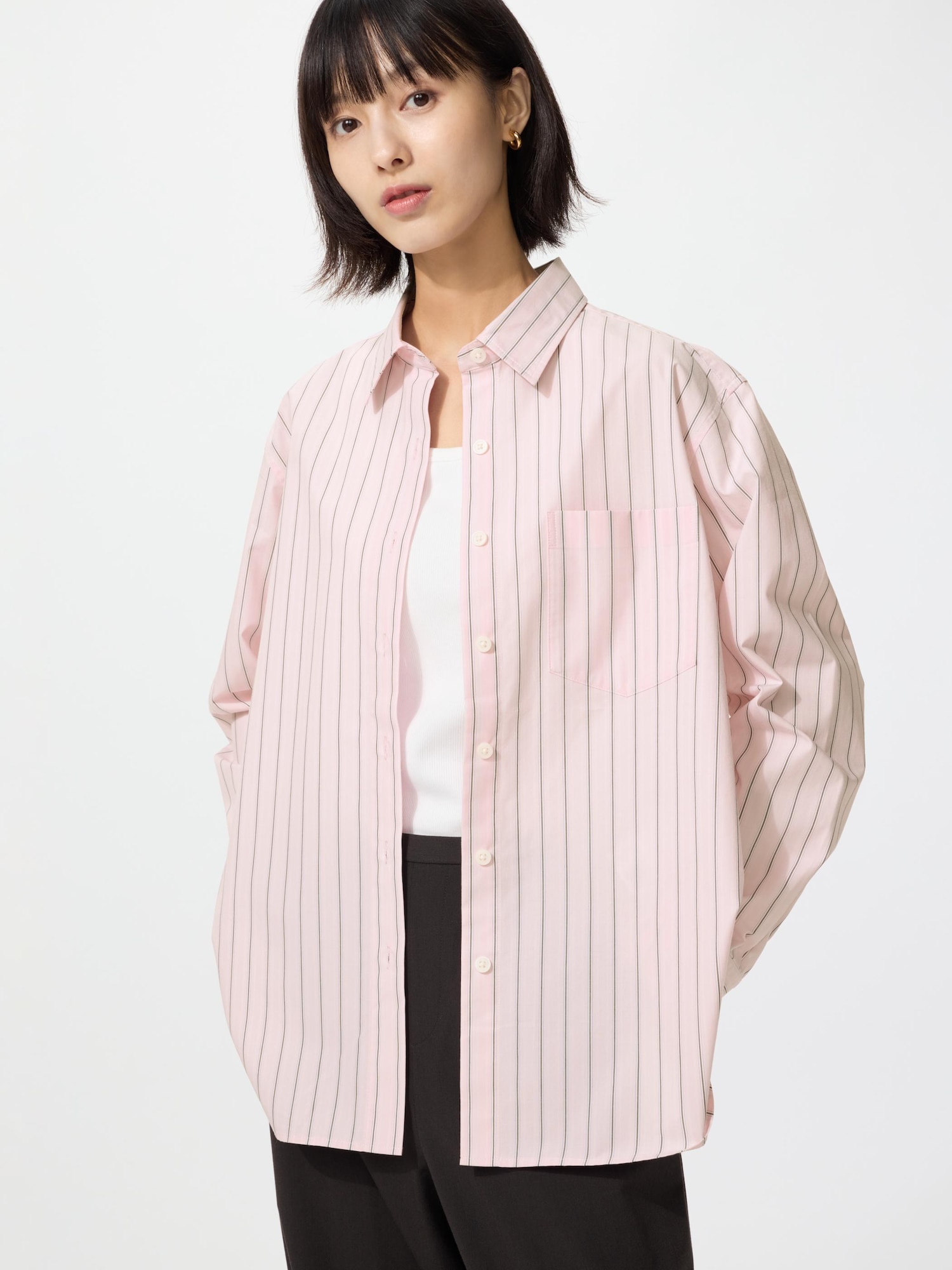 Хлопковая рубашка/Полоска — UNIQLO