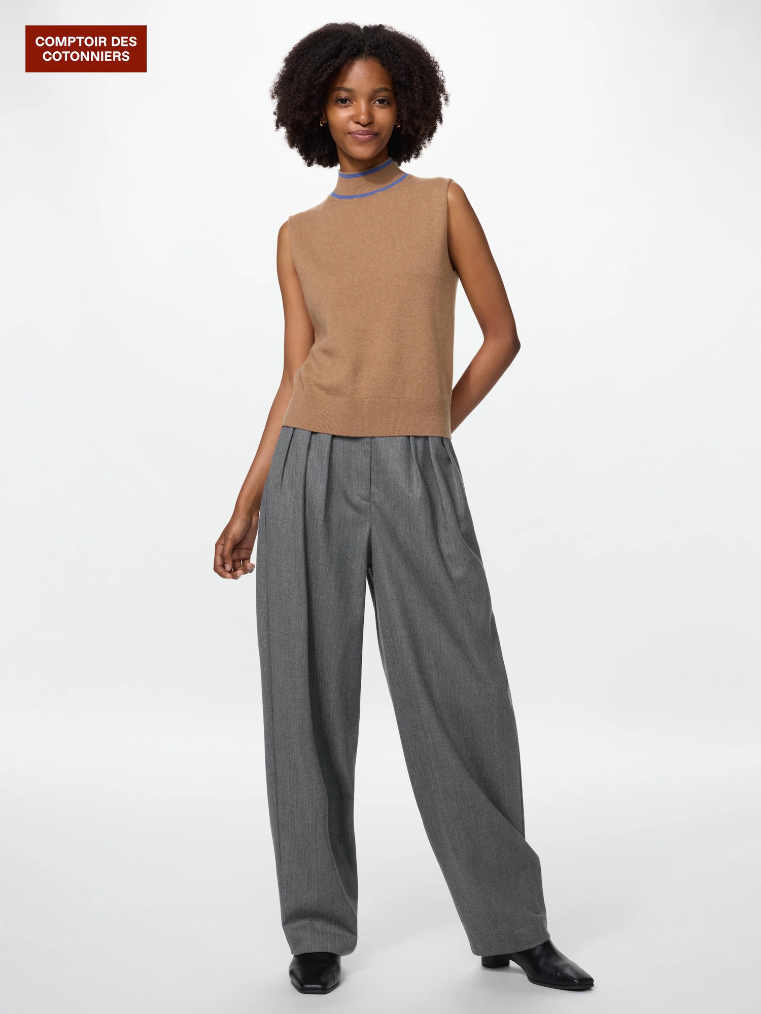Шерстяные брюки wide tapered длинные — UNIQLO