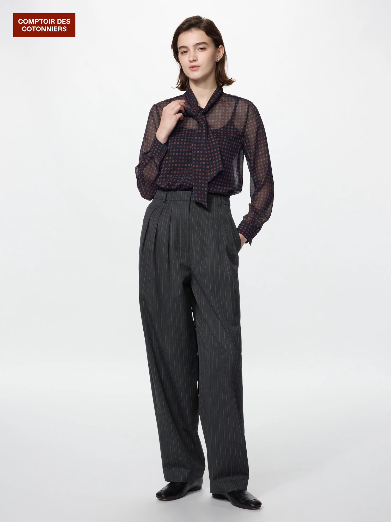 Шерстяные брюки wide tapered длинные — UNIQLO