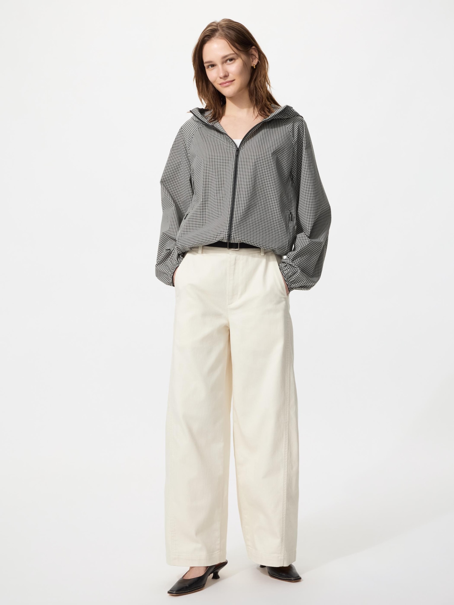 Струйные брюки из стирки хлопка — UNIQLO