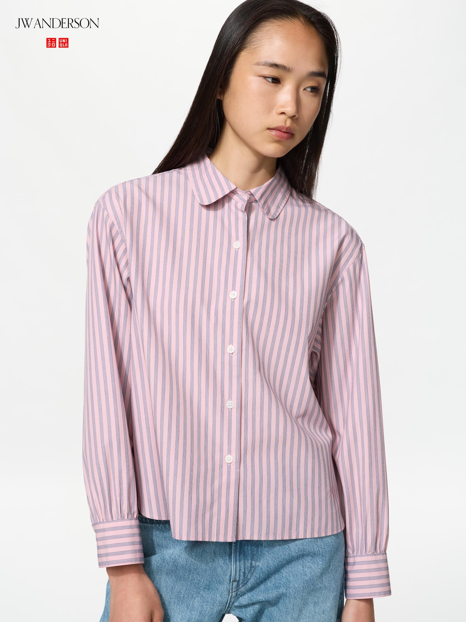 Хлопковая рубашка с объемными рукавами/полоска — UNIQLO