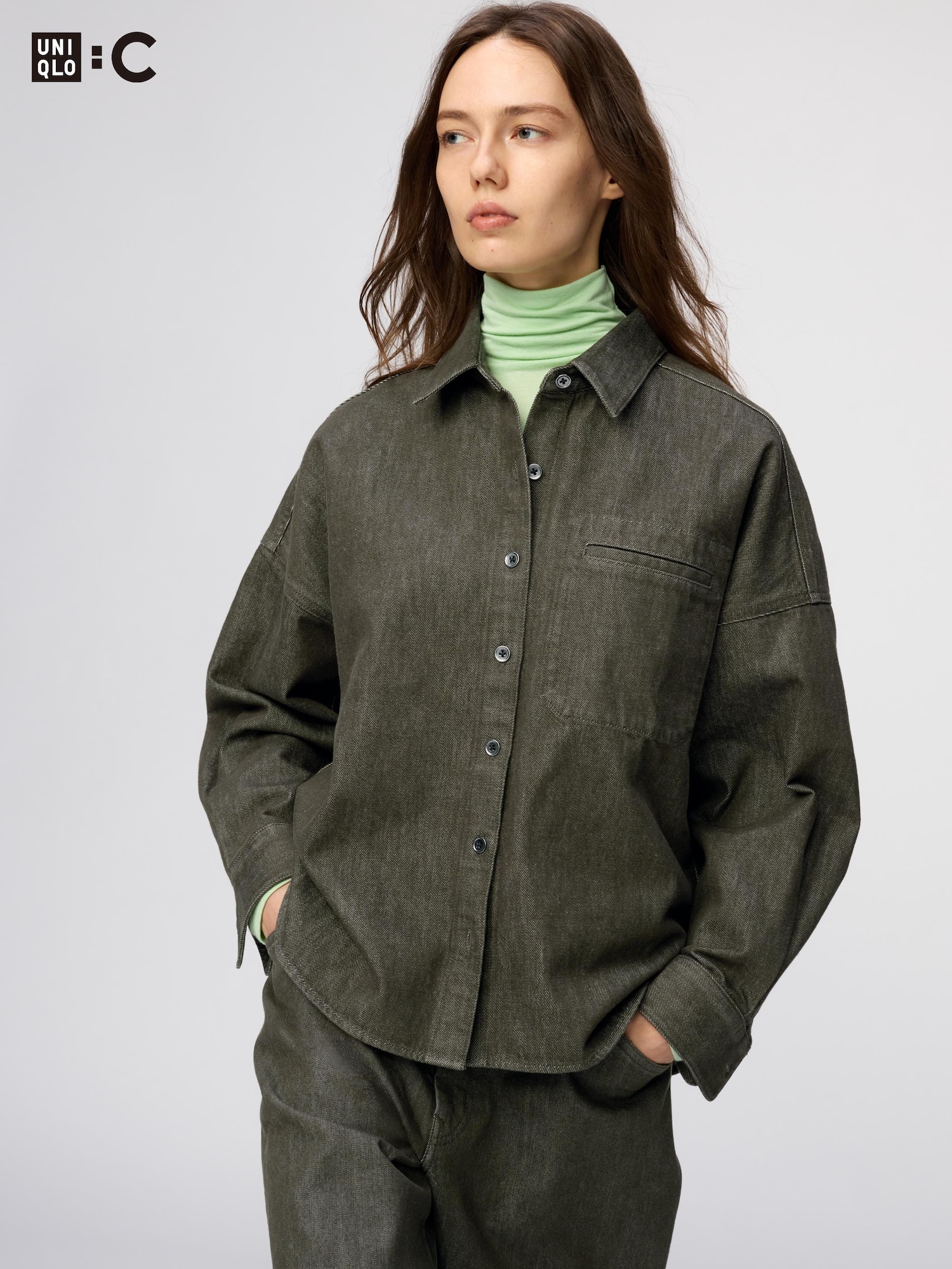 Джинсовая свободная рубашка-жакет — UNIQLO